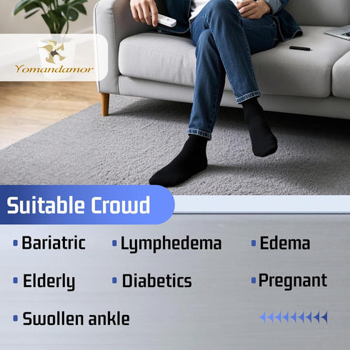 Yomandamor Best Mens Mid-Calf Diabetic Socks, 6 Pairs, L Size (Socks Size: 10-13)