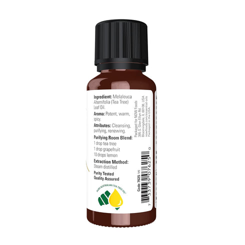NOW Essential Oils Tea Tree Oil, Cleansing Aromatherapy Scent, 100% Pure, 1-Ounce