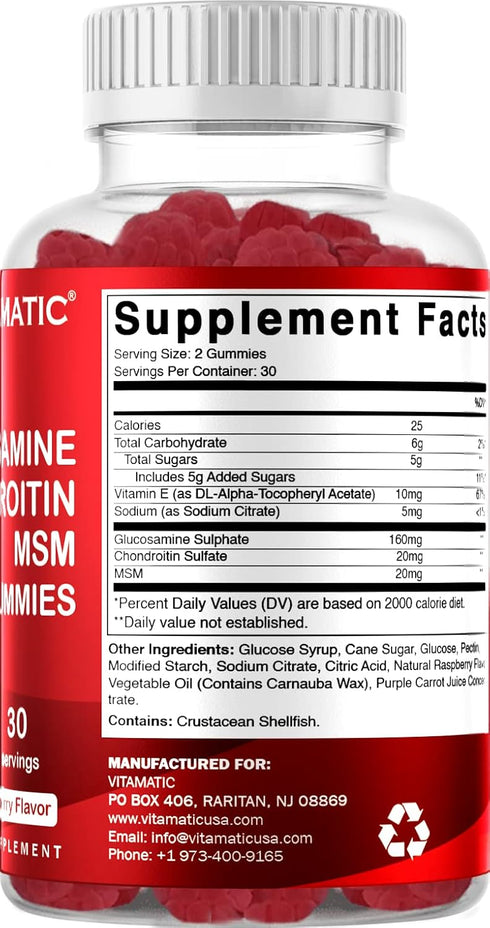 Vitamatic Glucosamine Chondroitin Gummies 2 Pack with MSM & Vitamin E - 60 Gummies