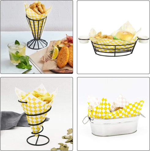 EUSOAR Serving Basket Liners, 11" x 10" Dry Wax Paper Deli Paper, 200pcs for Food Basket Liner