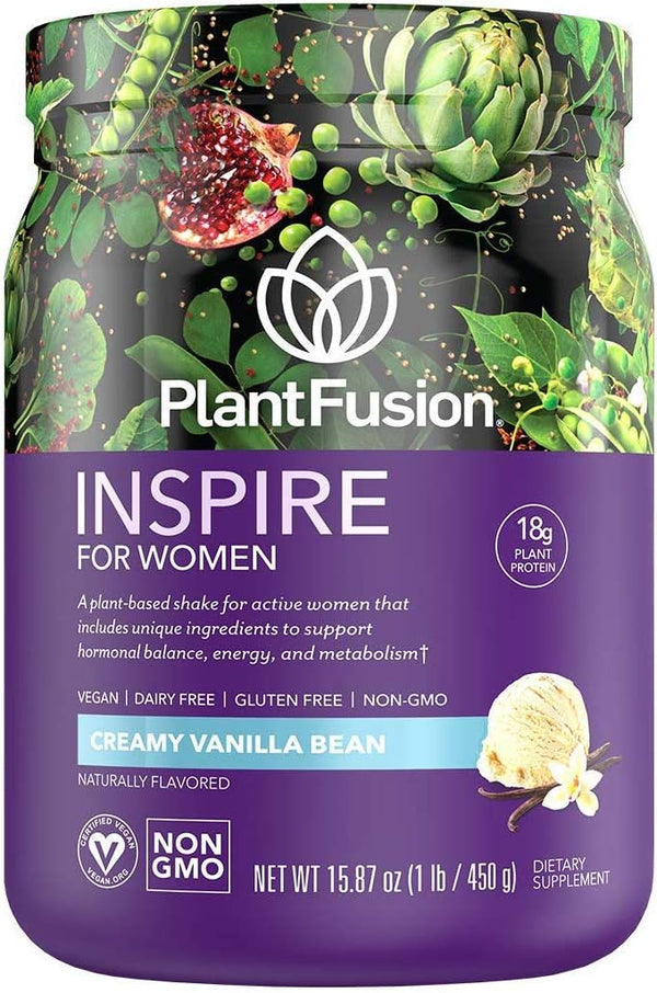 PlantFusion Inspire Plant Protein Powder for Women - Creamy Vanilla Bean 1 lb - Low Carb, Keto, Gluten Free, Non-Dairy,