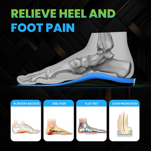 High Arch Support Orthotics Insoles - Welnove Plantar Fasciitis Pain Relief Shoe Inserts for Flat Feet, Foot Pain (M)