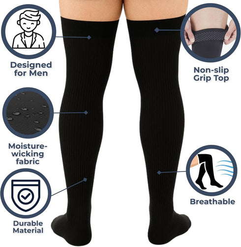 RX MMHG COMPRESSION SOCKS 2030 mmHg MM2010 Mens Graduated Compression Thigh High Medical Support Stockings