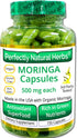 150 Moringa Capsules Made with USDA Certified Organic Moringa Leaf Powder, 500mg per Capsule