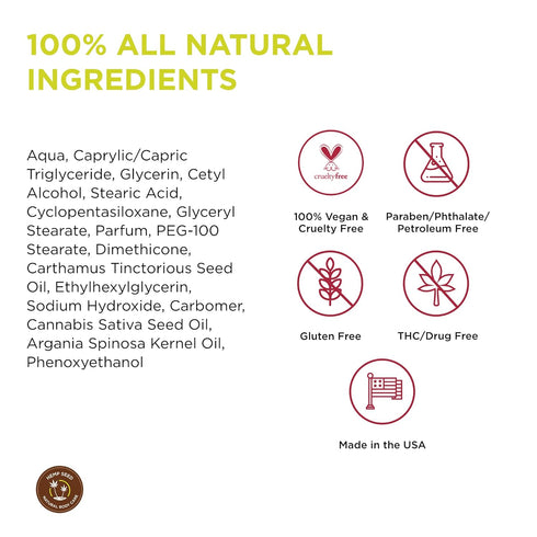 Hemp Seed Hand & Body Lotion, Soothe Dry Skin with Argan Oil, Vegan & Cruelty Free