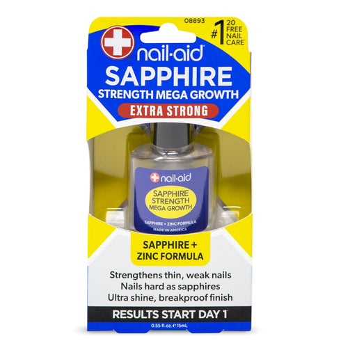 Nail-Aid Sapphire Strengthener & Mega Growth Treatment, Clear, 0.55 Fl Oz