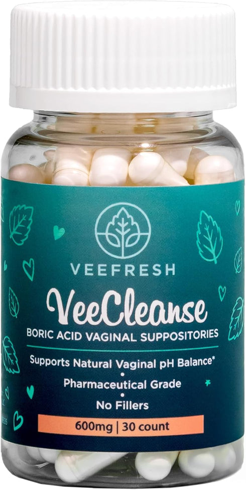 VeeFresh - VeeCleanse Boric Acid Vaginal Suppositories - Vaginal pH Balance Suppositories