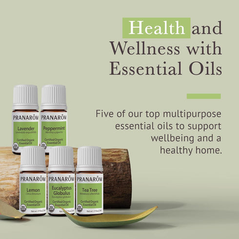 Pranarom - Top 5 Essential Oil Kit (5-Pack of 5ml) - Lavender, Peppermint, Tea Tree, Eucalyptus, Lemongrass