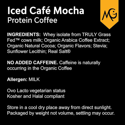 MariGold High Protein Coffee - Iced Café Mocha, 20g Grass Fed Whey Protein Isolate, 1 Lb Bag