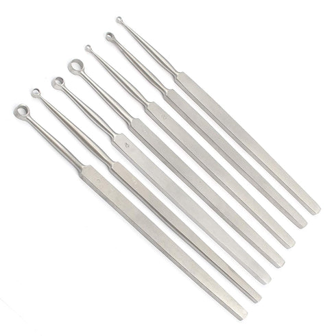 Set of 7 Fox Dermal Curettes, 1-7 MM Dermatology Instruments