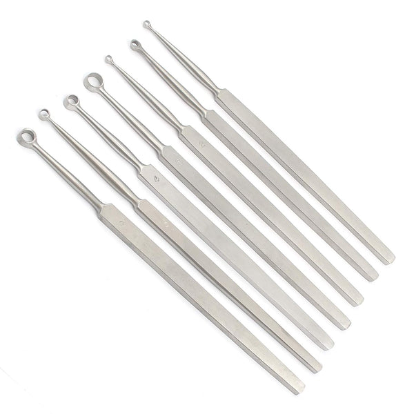 Set of 7 Fox Dermal Curettes, 1-7 MM Dermatology Instruments