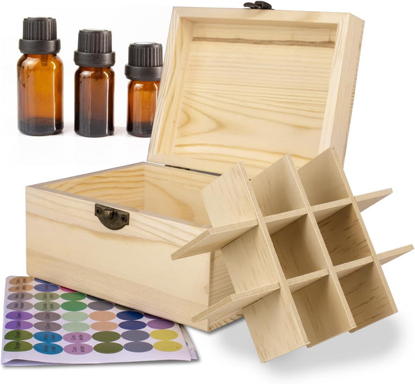 Essential Oil Storage Box, High Capacity Wooden Display Organizer for 15 ml Bottles, Nail Polish Collection