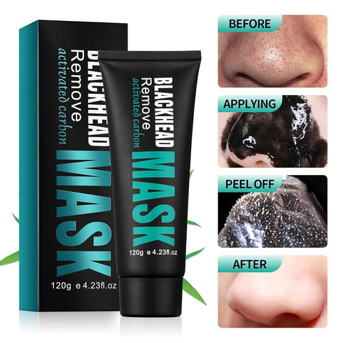 Peel Off Face Mask, Blackhead Remover Mask Activated Charcoal Black Mask, Purifying Blackhead Mask Peel Off Face Mask for Nose Pores Acne Blackhead Facial Mask with Brush and Pimple Extractor Tools