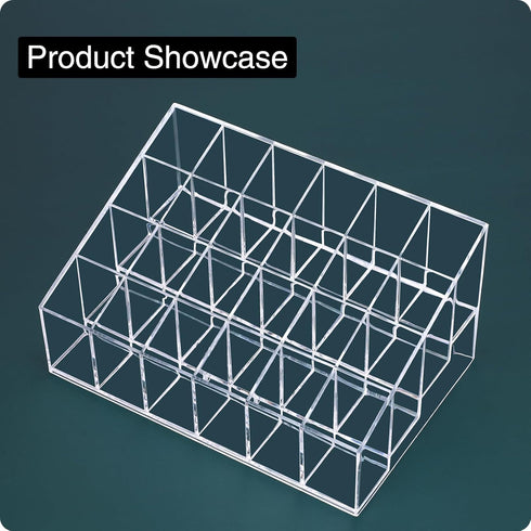 Lipstick Organizer, Small Clear Plastic Compact Holder with 24 Slots for Lip Gloss, Chapstick