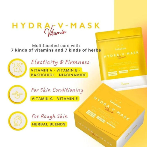 Lululun Hydra V Vitamin-Packed Facial Sheet Mask, 28 Sheets, Hydrating Face Mask with Vitamin C & E