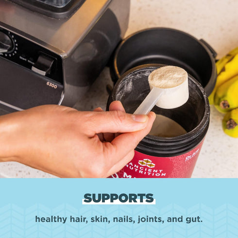 Collagen Powder Brain Boost by Ancient Nutrition, Vanilla Collagen Protein Powder, 45 Serving Supplement for Stress