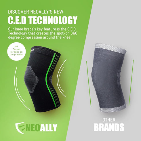 Pack 1 NeoAlly - Compression Sleeve Knee Support for Knee Relief, Medical-Grade Gym Knee Support, Breathable Knee