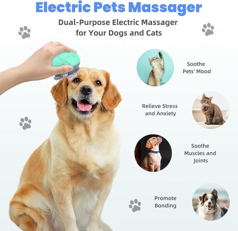 LeCoirrax 4 3 Electric Scalp Massager for Men Women, Handheld Cat Dog Pet Head Massager with Massage Heads, Speeds