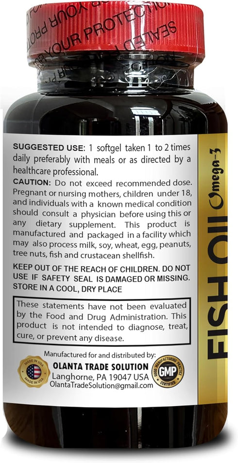 Omega-3 1 Alaskan Salmon Fish Oil Softgels EPA DHA, Sustainably Sourced, No Artificial Ingredients, No Fishy