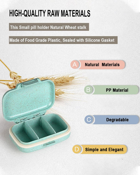 4 PC Pill Case, 3 Removable Compartments BPA-free Pill Box, Day Organizer for Travel Storage of Vitamins, Fish Oil, or