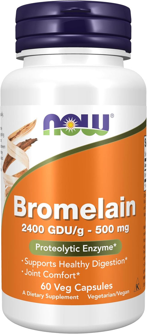 NOW Foods Bromelain Supplements: 500 mg Natural Proteolytic Enzyme, 60 Veg Capsules