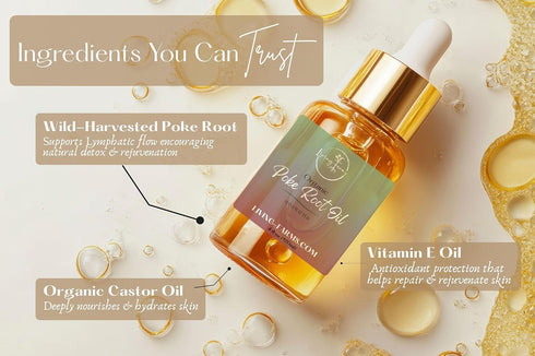 Living Farms (4oz, Organic Poke Root Castor Oil | Vegan Lymphatic Support | Cysts, Boils, Fibroids, Swollen Lymph