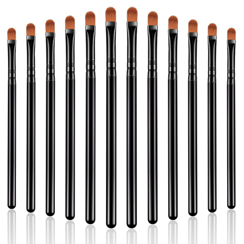 12 Pieces Small Concealer Brush Bulk, Flat Lip Concealer Brush for Under Eye, Synthetic Fiber Makeup for Blending