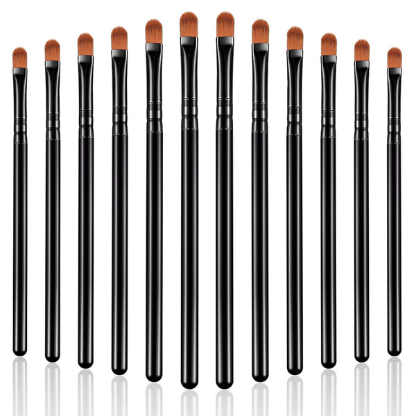 12 Pieces Small Concealer Brush Bulk, Flat Lip Concealer Brush for Under Eye, Synthetic Fiber Makeup for Blending