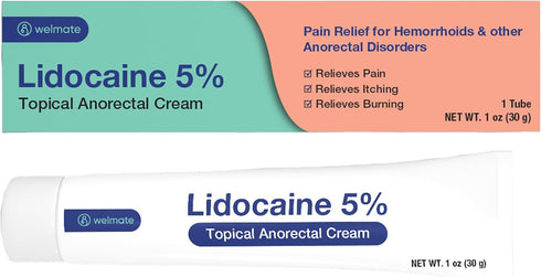 WELMATE 5% Lidocaine Numbing Cream - Maximum Strength Topical Anesthetic for Pain Relief (1 Oz)