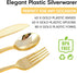 FOCUSLINE 160 Pack Gold Plastic Silverware Set, 80 Gold Forks, 40 Gold Knives, 40 Gold Spoons for Parties