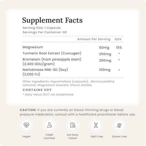 Spike Protein Detox - Nattokinase (NSK-SD) Supplement with Bromelain, Curcumin 500mg, and Molecular Hydrogen - 60 Count