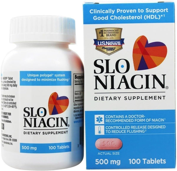 Slo-Niacin Vitamin B3 500 Mg - Slow Release Niacin for Heart Health, Energy Boost, Healthy Skin, Healthy Blood Sugar