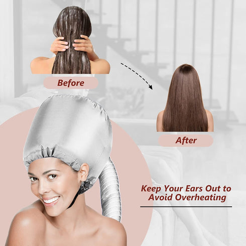 Portable Hair Dryer Bonnet Attachment - Hair Styling, Color, and Conditioning, Silver