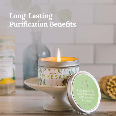 Magnificent 101 Long Lasting Pure White Sage Smudge Candle - 6 Oz - 35 Hour Burn Time | Smoke Free Candle to Cleanse Your Home & Banish Negative Energy by MAGNIFICENT 101