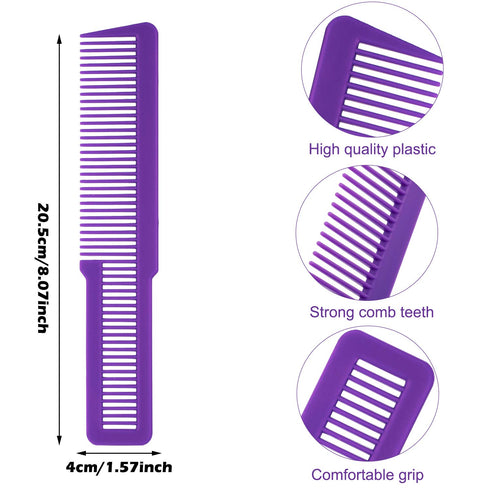 Patelai 6 Pieces Professional Barber Comb Set, Flat Top Combs for Stylists in Green, Purple, Orange, Red, White, Black