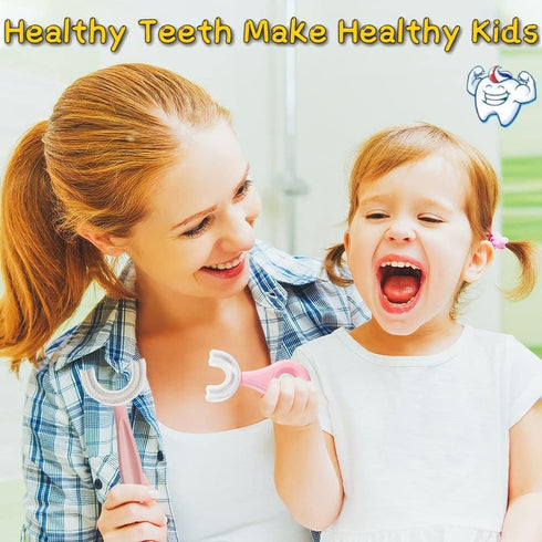 YOTEE U-Shaped Toothbrush for Kids, 2 PCS, Soft Silicone Brush Head, 360° Oral Teeth Cleaning