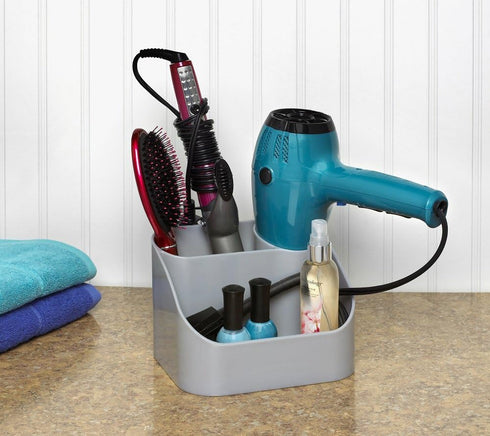 Spectrum Diversified Contour Accessory Care Caddy, Beauty Tool Organization, Blow Dryer Storage, Silver