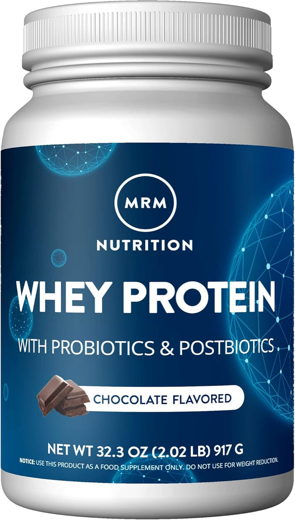 MRM Nutrition Whey Protein, Chocolate Flavored, 18g Protein, 33 Servings with Probiotics & Digestive Enzymes