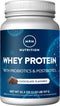 MRM Nutrition Whey Protein, Chocolate Flavored, 18g Protein, 33 Servings with Probiotics & Digestive Enzymes