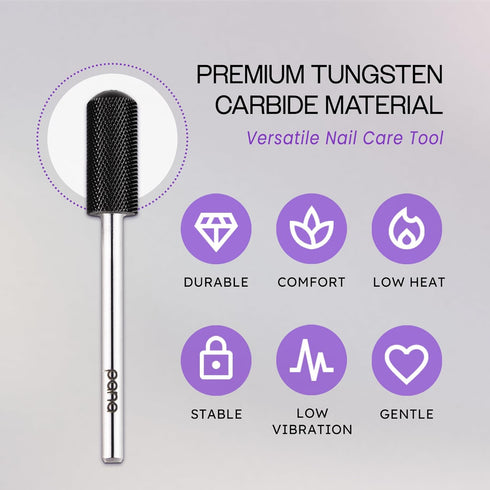PANA 3/32" Small Smooth Round Top Safety Carbide Nail Drill Bit - Gel Polish & Acrylic Removal Tools, DLC Black
