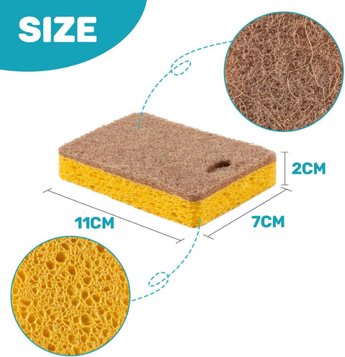 10PCS Natural Sponges for Dishes - Biodegradable Sponges Kitchen Eco Friendly Dish Sponge Non-Scratch Sponges for Cleaning Kitchen by MAQIHAN