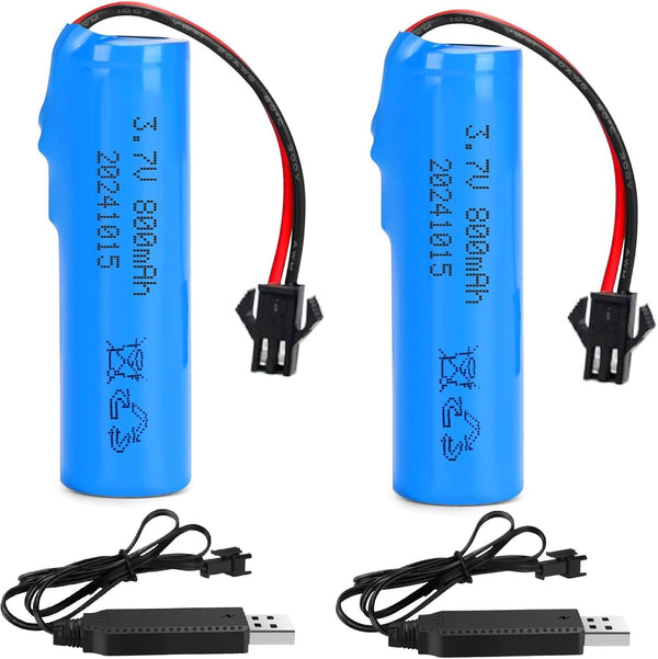 HaiNXC 2 Pack DC 3.7V 800mAh Li-ion Rechargeable Battery for Toy Car, Double