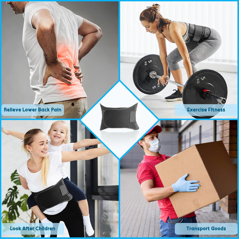 FESAS Breathable Back Brace with Lumbar Pad, Support Belt for Lower Back Pain Relief, Suitable for Women & Men, Ideal