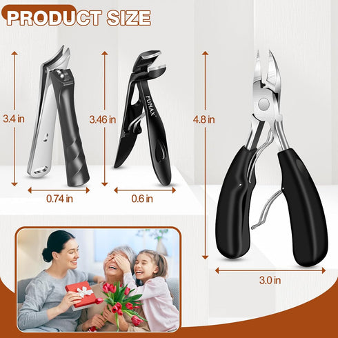 Nail Clippers for Men Thick Toenails, Heavy Duty Angled Toenail Clippers with Wide Jaw Opening, Sharp Stainless Steel