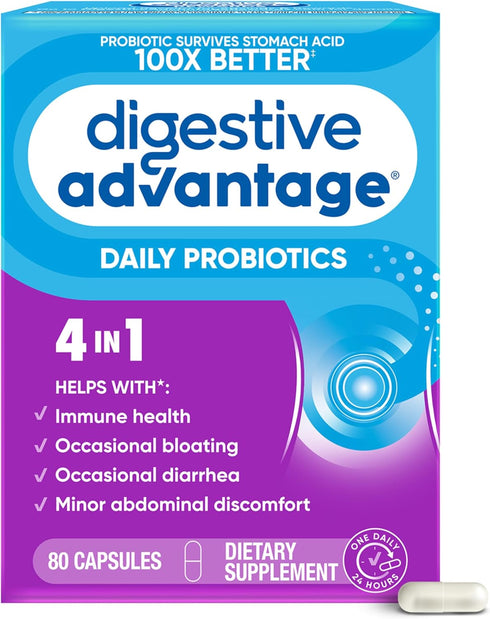Digestive Advantage Probiotics - Daily Probiotics for Women & Men, Supports Gut Health, 80ct Capsules