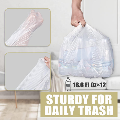 Small Trash Bags 4 Gallon, 100 Count, White Garbage Bags for Office Bedroom Bathroom Trash Can