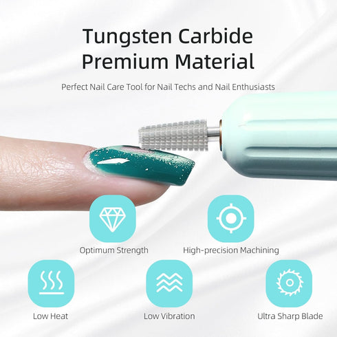 Mini 5 in 1 Nail Drill Bit, 10mm Tapered Drill Bits for Nails, 3/32" Two-way Professional Safety Carbide Nail Bits, Electric Manicure Acrylic Gel Polish Cuticle Clean Removal Tool, Fine