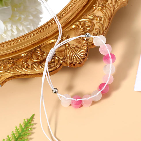 Yolev Fidget Anxiety Bracelet for Women And Men, Resin Beaded Fidget Jewelry, Stress Relief Sensory Bracelet, Pink