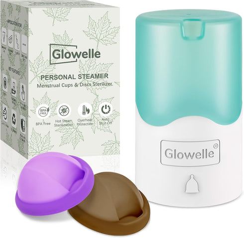 GLOWELLE Menstrual Disc and Sterilizer Set, Mini Period Disc/Cup Steamer Cleaner with