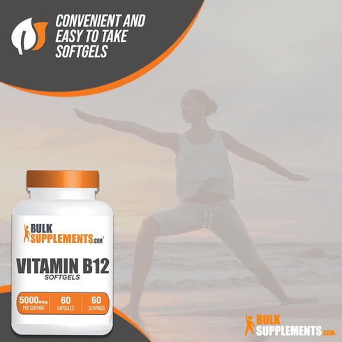 BulkSupplements.com Vitamin B12 1000 mcg Softgels, 60 Softgels, Gluten Free, Cyanocobalamin, 1 Softgel per Serving